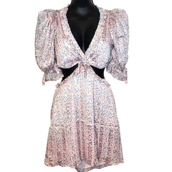 For Love And Lemons Phoebe Floral Mini Dress Small NWT - Picture 3 of 8